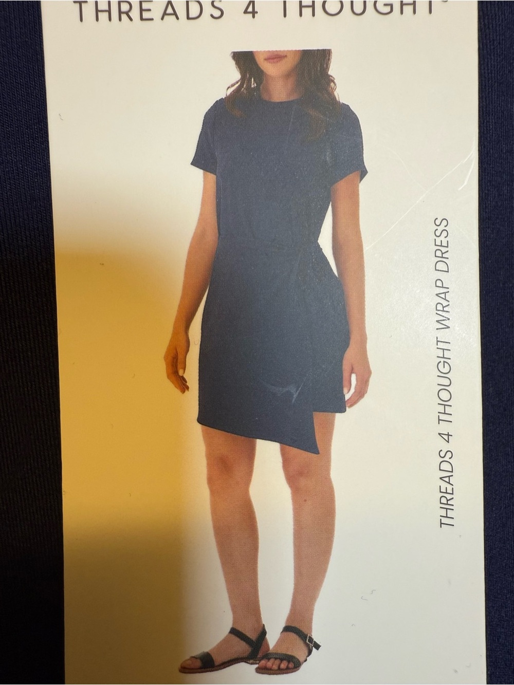 Threads 4 Thought Navy Short Sleeve Wrap Mini Dress XL Cotton Blend NWT